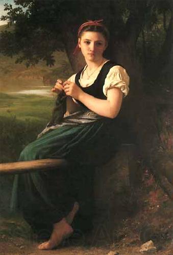 William-Adolphe Bouguereau The Knitting Girl Spain oil painting art